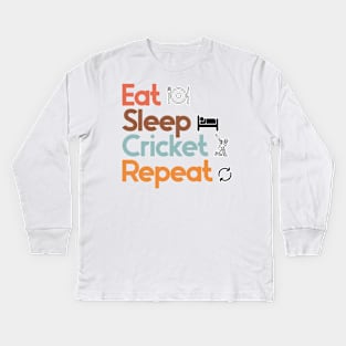 Eat Sleep Cricket Repeat Kids Long Sleeve T-Shirt